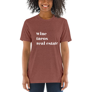 Wine Tacos Real Estate Short sleeve t-shirt