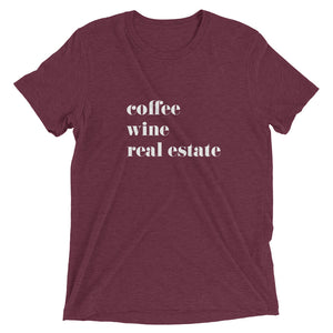 Coffee Wine Real Estate Short sleeve t-shirt